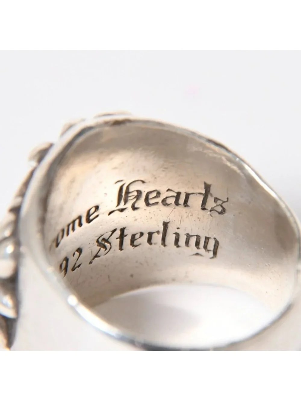 Chrome Hearts Keeper Ring Floral Arabesque Pattern 925 Sterling Silver